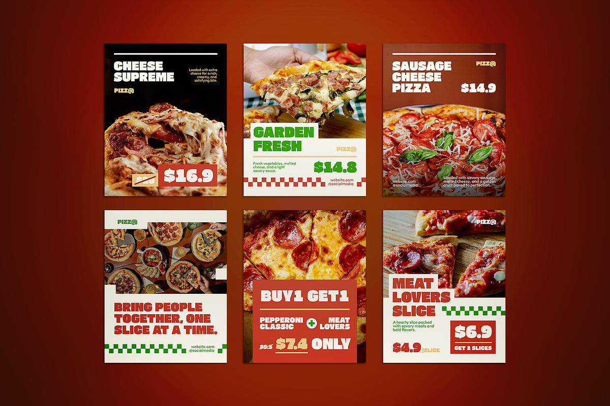Pizza Store Social Media Post Pack, a Flyer Template by The Good Store (Photo 3 of 4)