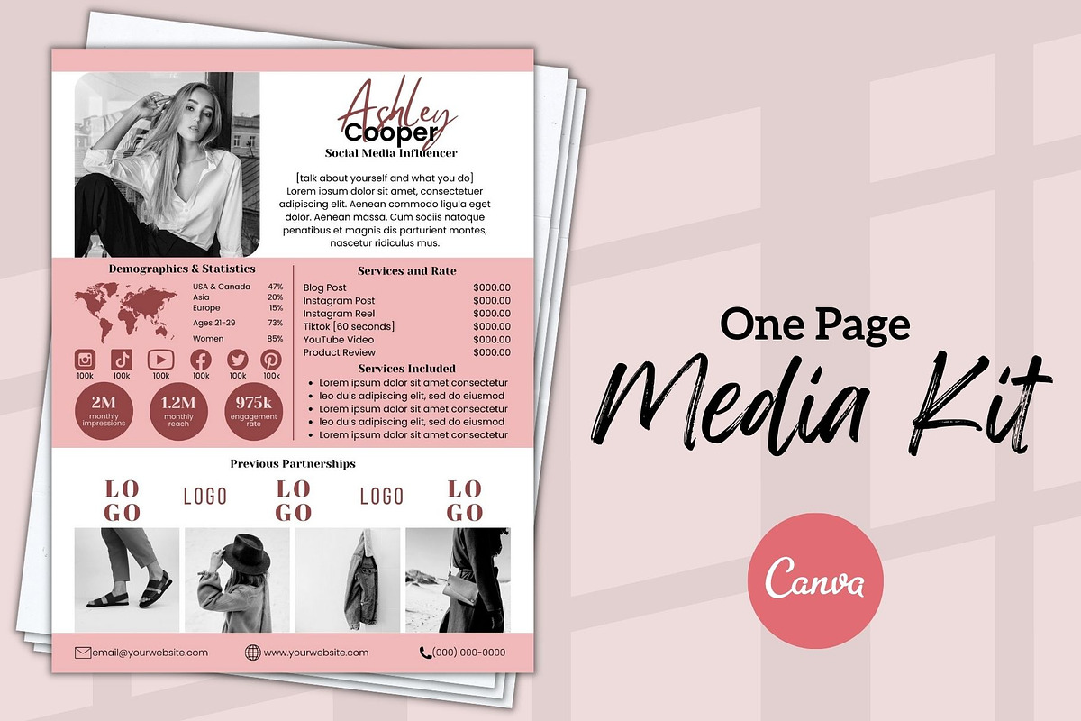 One Page Media Kit in Pink