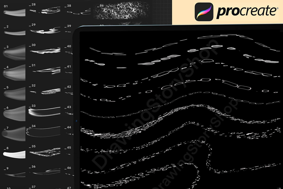 120 Procreate liquid white brushes, a Brush Add-On by DrawingStoryShop (Photo 4 of 7)
