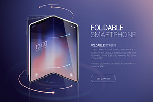 Smartphone Mock-Ups. Foldable screen