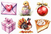 Watercolor Holiday Clipart Bundle, an Illustration by Craft Nest (Thumbnail 2 of 6)