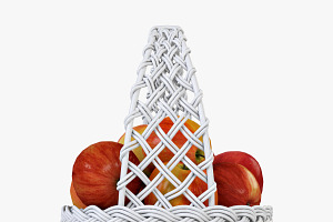 Wicker Basket 04 White With Apples