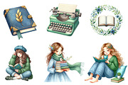Book Lover Watercolor Clipart Collec, an Illustration by CreationArt (Thumbnail 5 of 7)