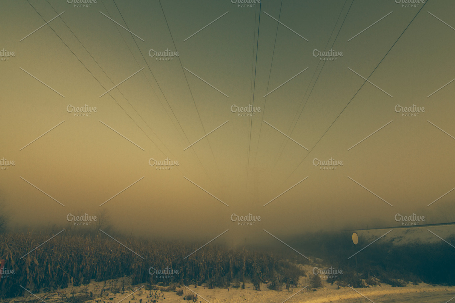 Foggy And Snowy Power Lines Stock Photo Containing Illinois And Field