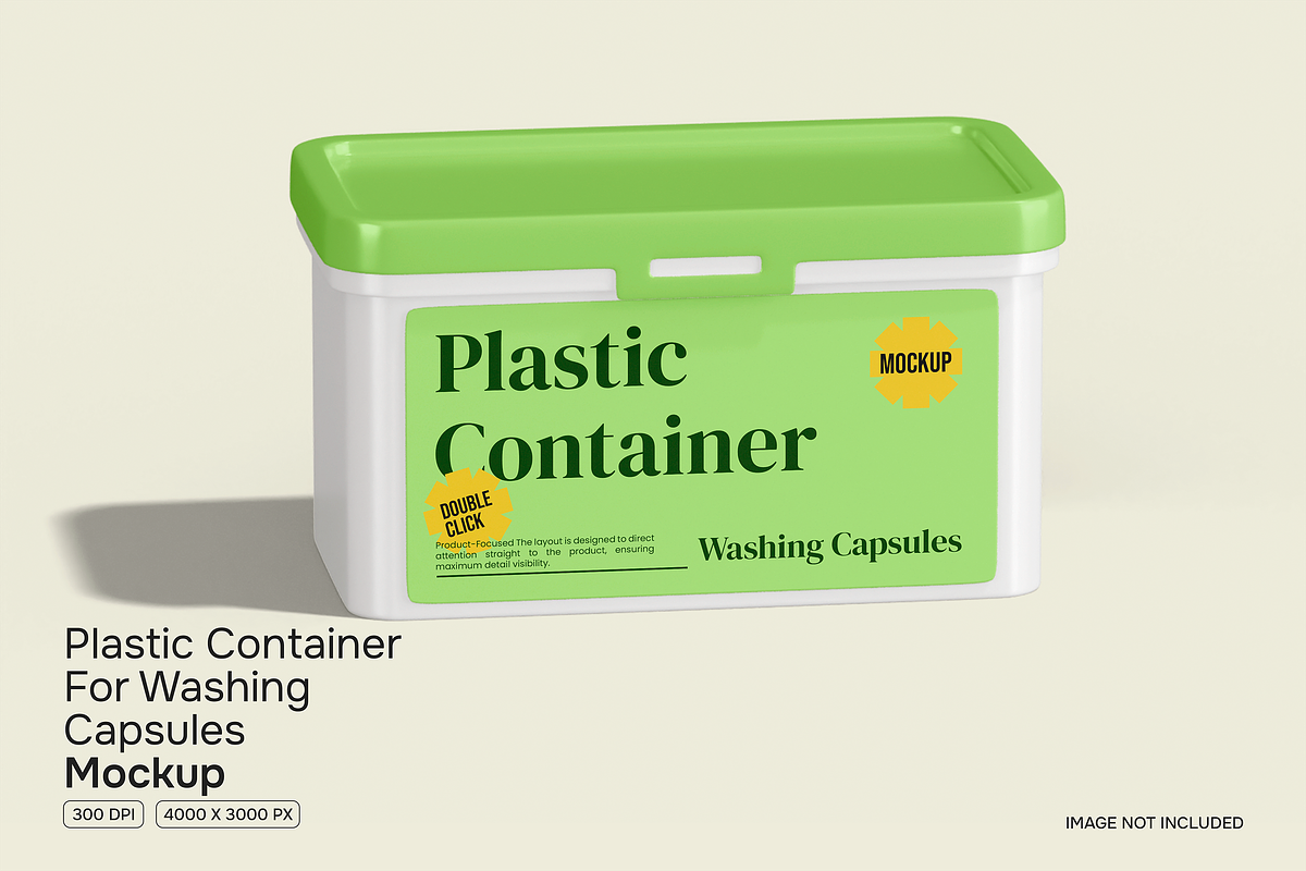 Plastic Container Capsules Mockup, a Packaging Mockup by Permadi Creative