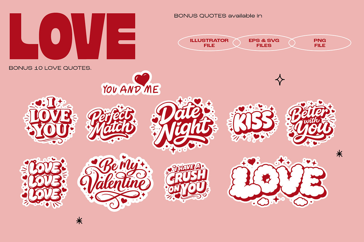 Love Icon & Sticker Set – Hand-Drawn, an Outline Icon by dicreate (Photo 6 of 13)