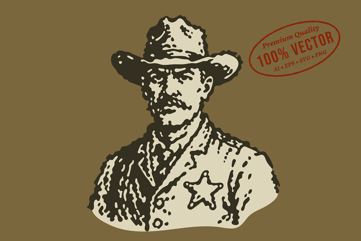 Vintage Western Sheriff Illustration, a Person Illustration by lettett (Photo 1 of 3)