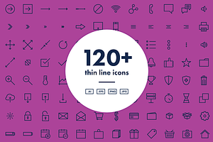 120+ Thin Line Icons