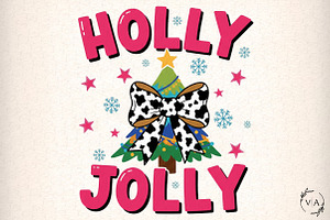 Colorful Glitter Holly Jolly Png, an Illustration by Craft Nest