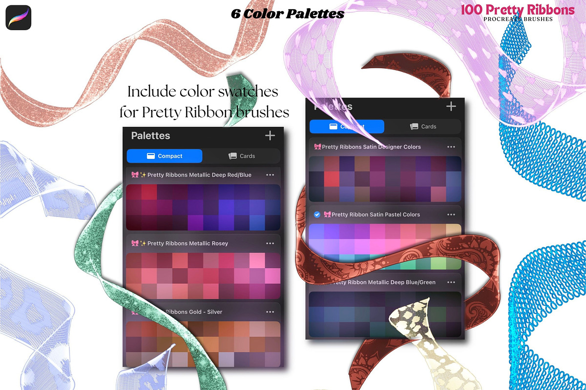 Procreate 100 Pretty Ribbons Brushes, a Brush Add-On by Fashion Workshop Bkk (Photo 6 of 21)
