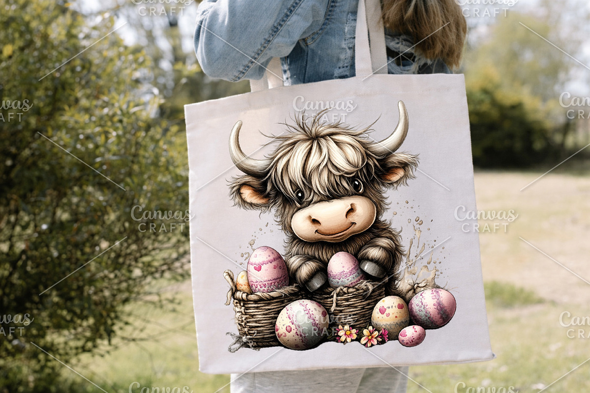 Easter Highland Cow Clipart Bundle, an Illustration by Canvas Craft (Photo 5 of 6)