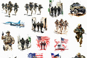 Watercolor Military Clipart (PNG), an Object Illustration by DesignBTF (Thumbnail 2 of 7)