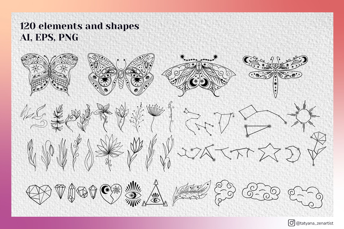 Celestial garden, Mystical clipart, an Object Illustration by Tatyana_Zenartist (Photo 3 of 14)