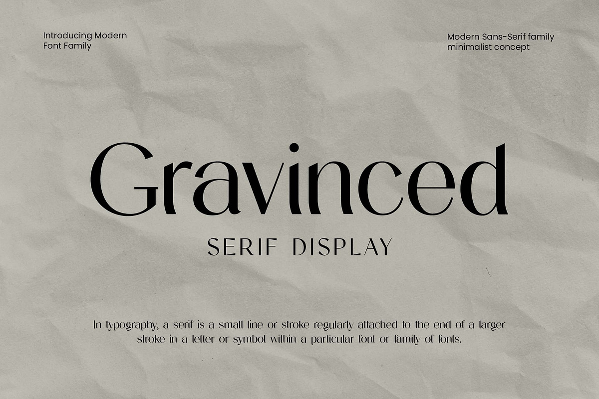 Gravinced Modern Serif Display Font, a Serif Font by UICreative (Photo 1 of 13)