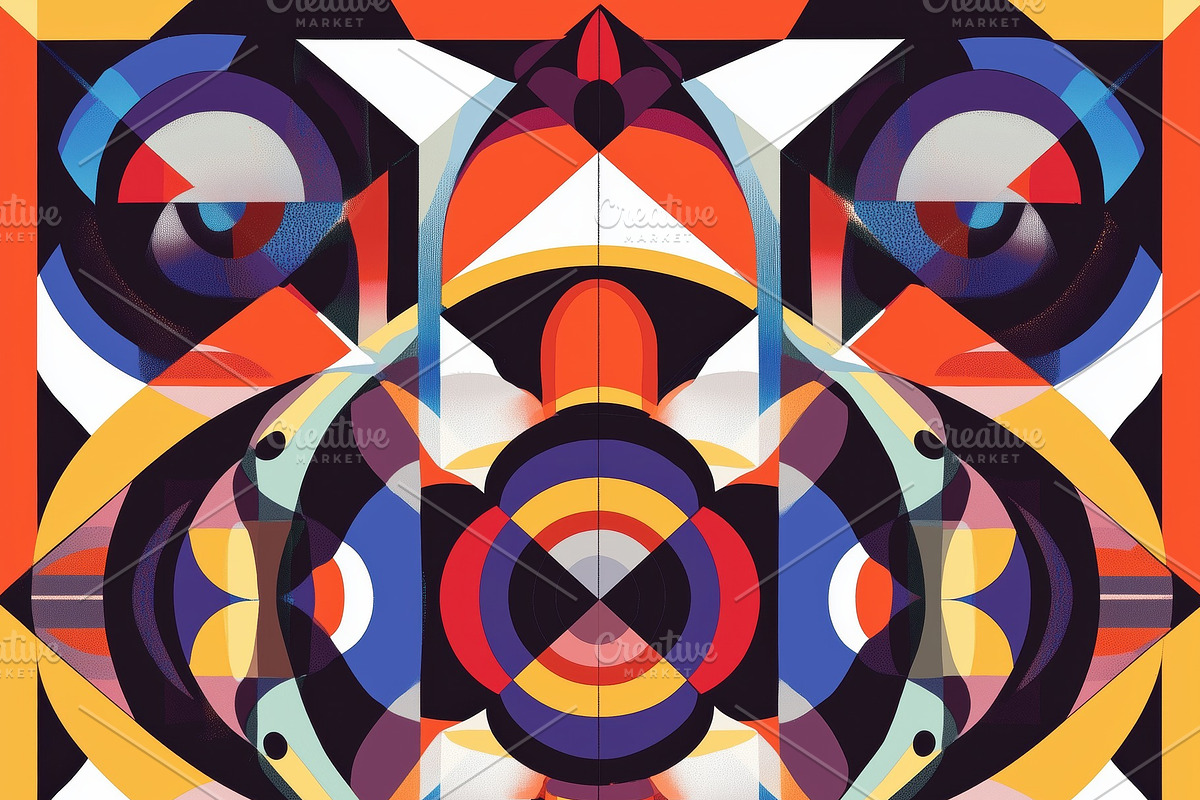 Seamless abstract geometric pattern featuring bold colors and shapes, including, a Pattern Graphic by Textures & Backgrounds