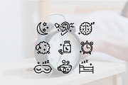 Sleep & insomnia line icons, an Outline Icon by Lyolya Profitrolya (Thumbnail 2 of 3)