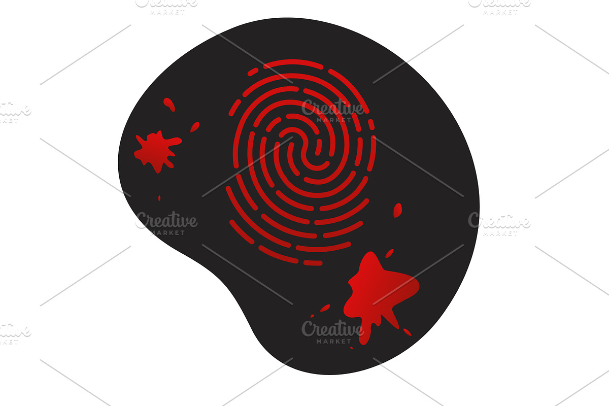 Bloody human fingerprint. Thumbprint, an Object Illustration by Vectorbuum
