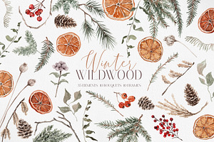 Watercolor Clipart - Winter Wildwood, a Decorative Illustration by Beigetime