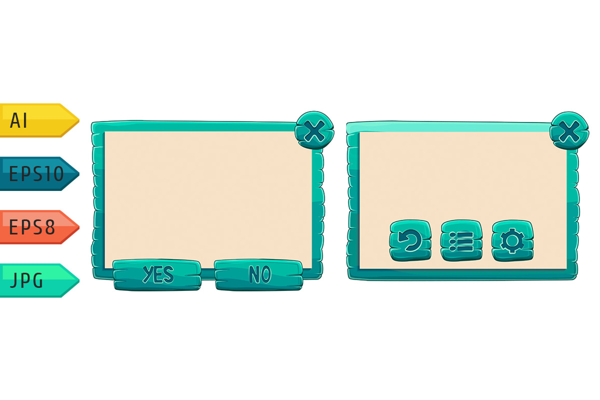 Vector game window with buttons., a Templates & Theme by julia_musdotter