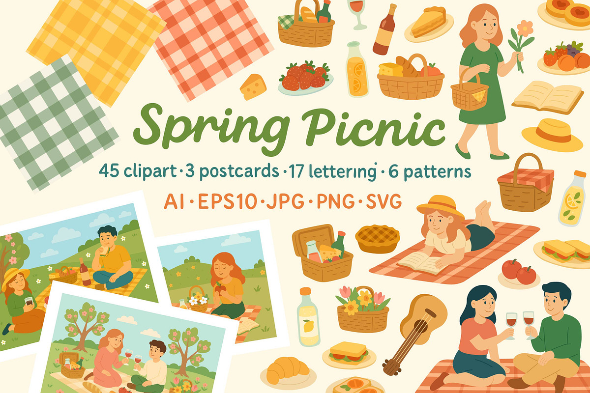 Spring Picnic, a Seasonal Illustration by ananastya (Photo 1 of 10)