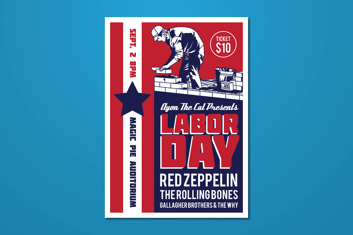 Vintage Labor Day Live Music Flyer, a Flyer Template by ashenterprise (Photo 1 of 3)