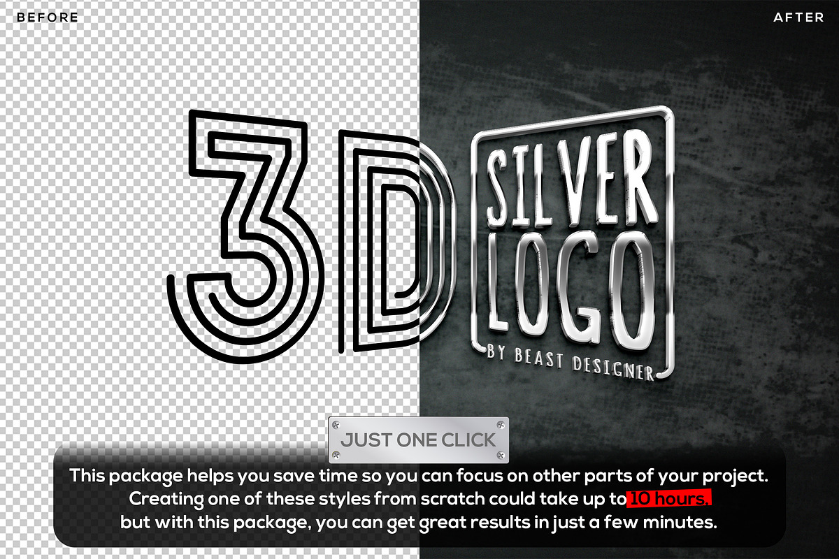 3D Silver Logo Mockup Text Effect, a Layer Style Add-On by Beast Designer (Photo 2 of 2)