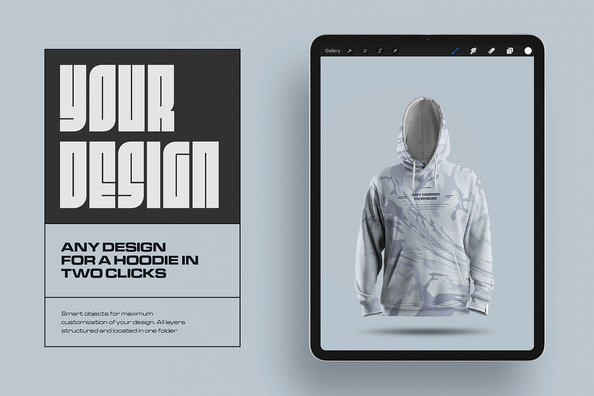 Mockup Oversize Hoodie for Procreate, a Hoody Mockup by Grow Design Craft Studio (Photo 5 of 7)