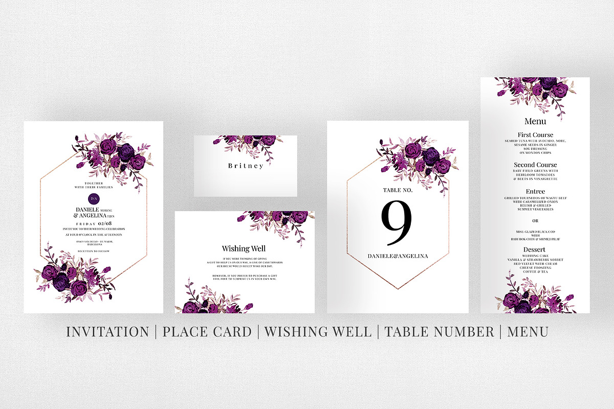 Burgundy Wedding Invitation Suite, an Invitation Template by Azka Creative (Photo 5 of 5)
