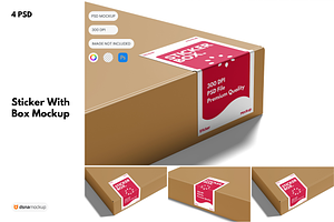 Sticker With Box Mockup, an Advertising Mockup by DSNA Mockup
