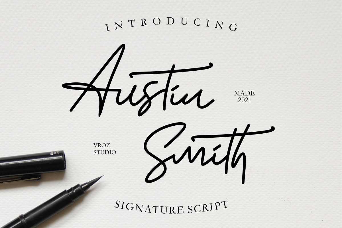 Austin Smith - Signature Script, a Script Font by Vroz Studio (Photo 1 of 8)