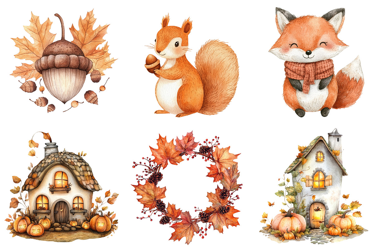 Watercolor Cozy Fall Clipart Bundle, a Seasonal Illustration by CitraGraphics (Photo 6 of 8)