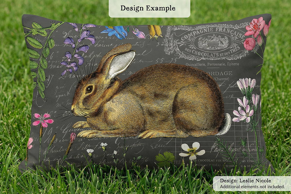Vintage French Bunny Illustrations, an Animal Illustration by French Kiss Collections (Photo 8 of 12)