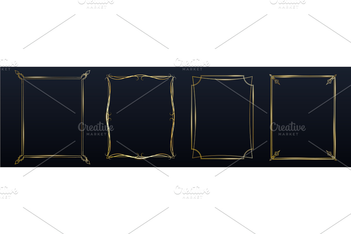 Elegant gold thin line frames, art, an Object Illustration by art PVP - market