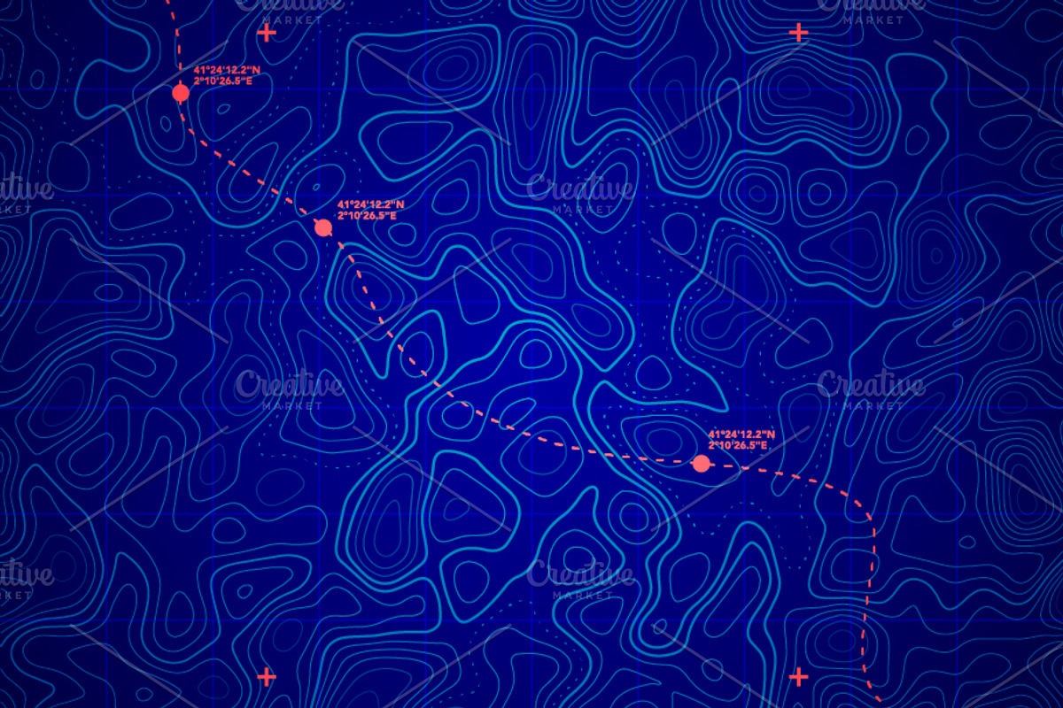 Topographic Map With Route, a Background Graphic by Black White Mouse Design (Photo 1 of 3)
