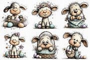 Whimsical Easter Lamb Clipart, an Illustration by Craft Nest (Thumbnail 4 of 11)
