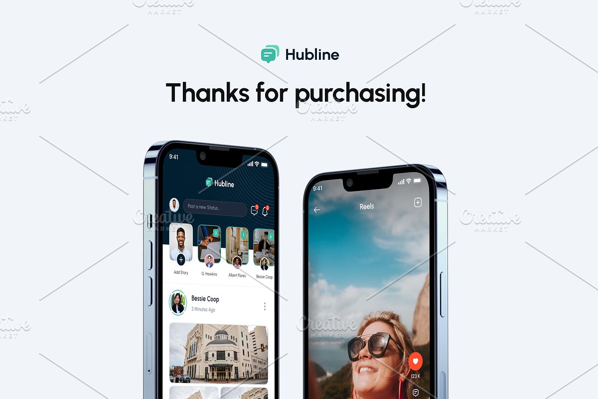 Hubline - Social Network Mobile App, an UI Kit Template by Unpixel Design (Photo 5 of 5)