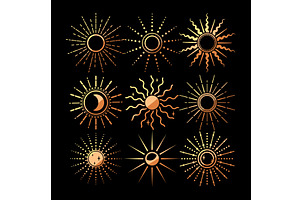 Hand drawn bohemian sun and, an Illustration by pikepicture