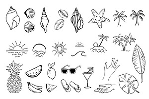 Summertime Hand Drawn Elements