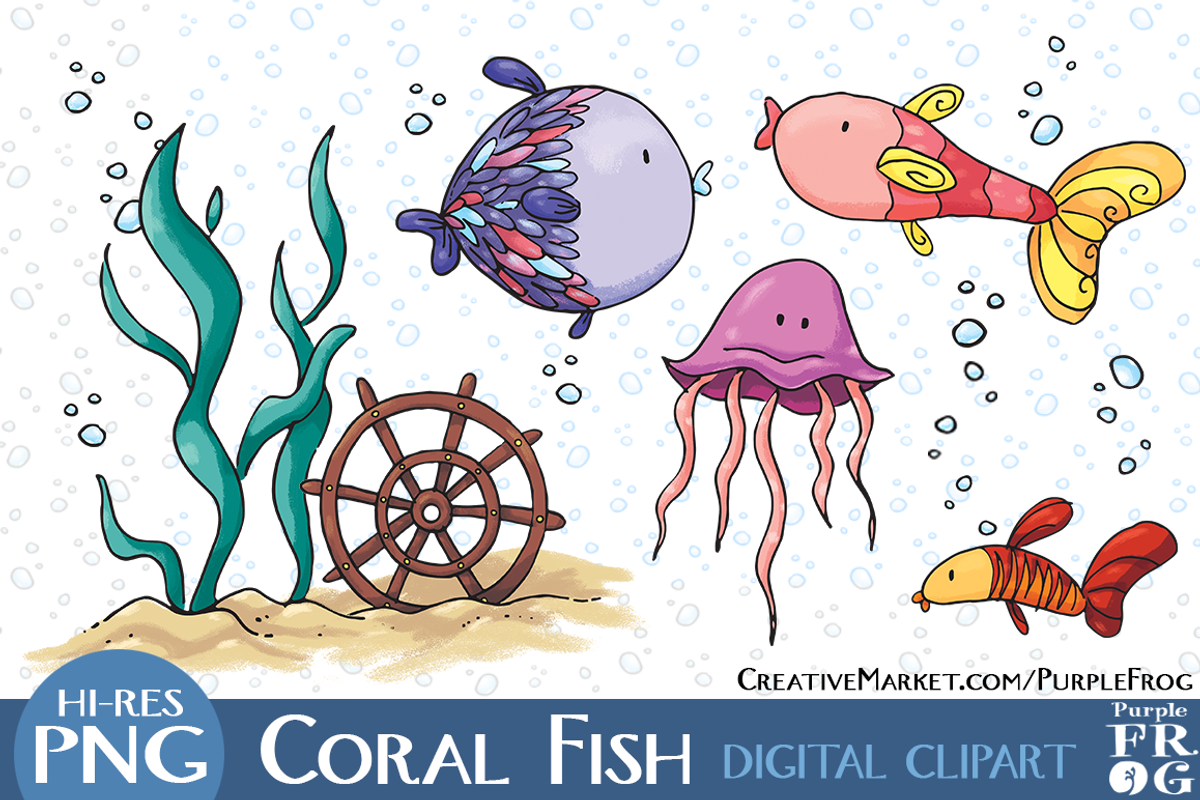 CORAL FISH - Digital Clipart, a Graphic by Purple Frog (Photo 2 of 3)