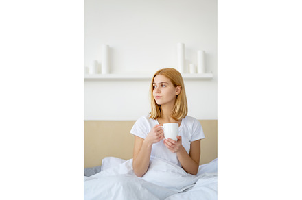 sunday morning bedroom coffee rest, a Person Photo by Photo Drive Studio