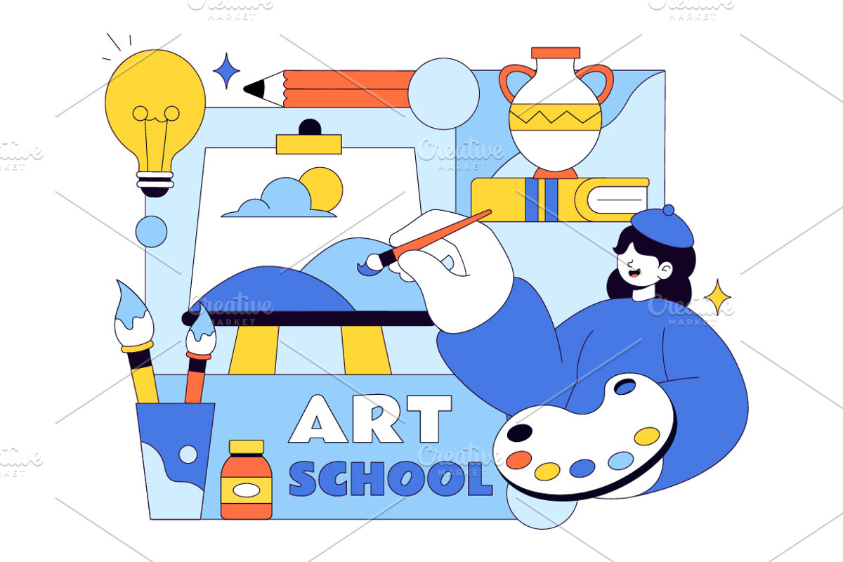 10 Art School Vector Illustration, a Decorative Illustration by denayunebgt (Photo 4 of 4)