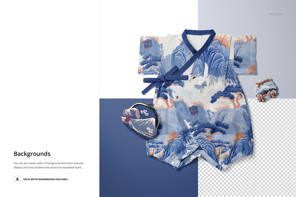 Japanese Style Baby Romper Mockup, a Mockup by creatsy5 (Photo 9 of 11)