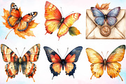 Watercolor Fall Butterfly Garden Cli, an Animal Illustration by Canvas Craft (Thumbnail 3 of 3)