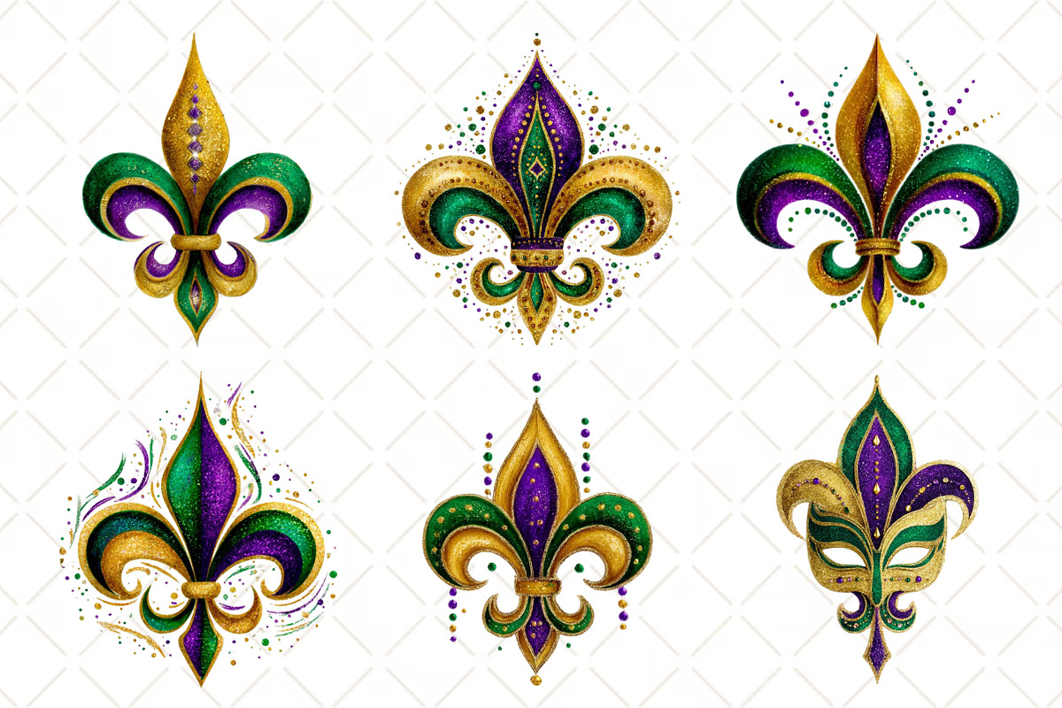Fleur De Lis For Mardi Gras Clipart, an Illustration by Black Bird Studio (Photo 6 of 6)