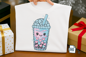 Faux Rhinestone Kawaii Boba PNG, a Food Illustration by Craftsbeefy