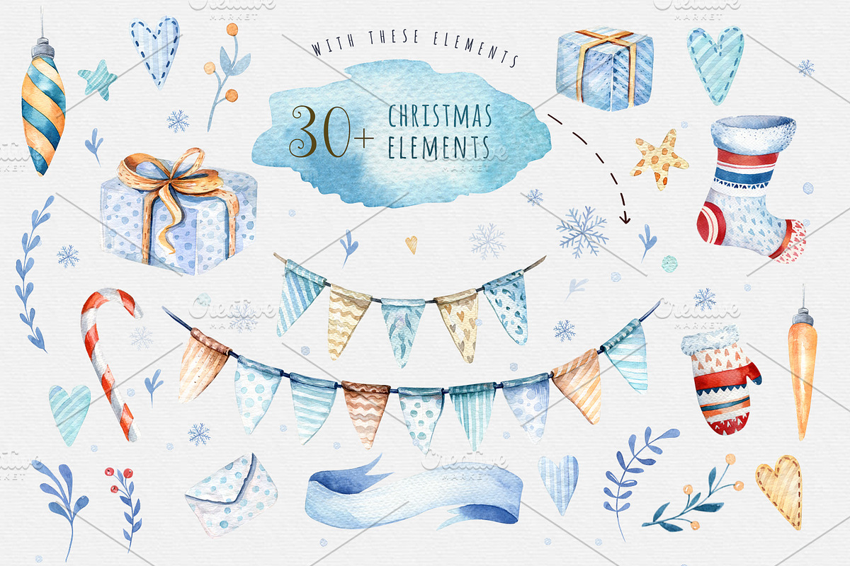Watercolour Christmas collection, a Decorative Illustration by Peace ART (Photo 5 of 7)
