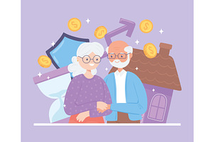 retirement old couple, a Person Illustration by studiogstock