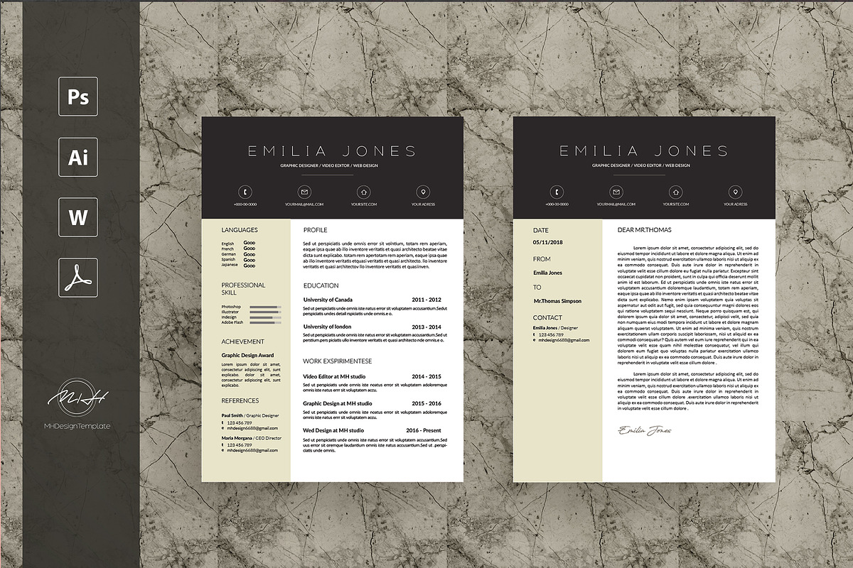 Professional Resume Template / CV te, a Resume Template by MH Design Template (Photo 1 of 4)