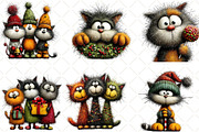 Whimsical Christmas Cats Clipart, an Illustration by Black Bird Studio (Thumbnail 5 of 6)