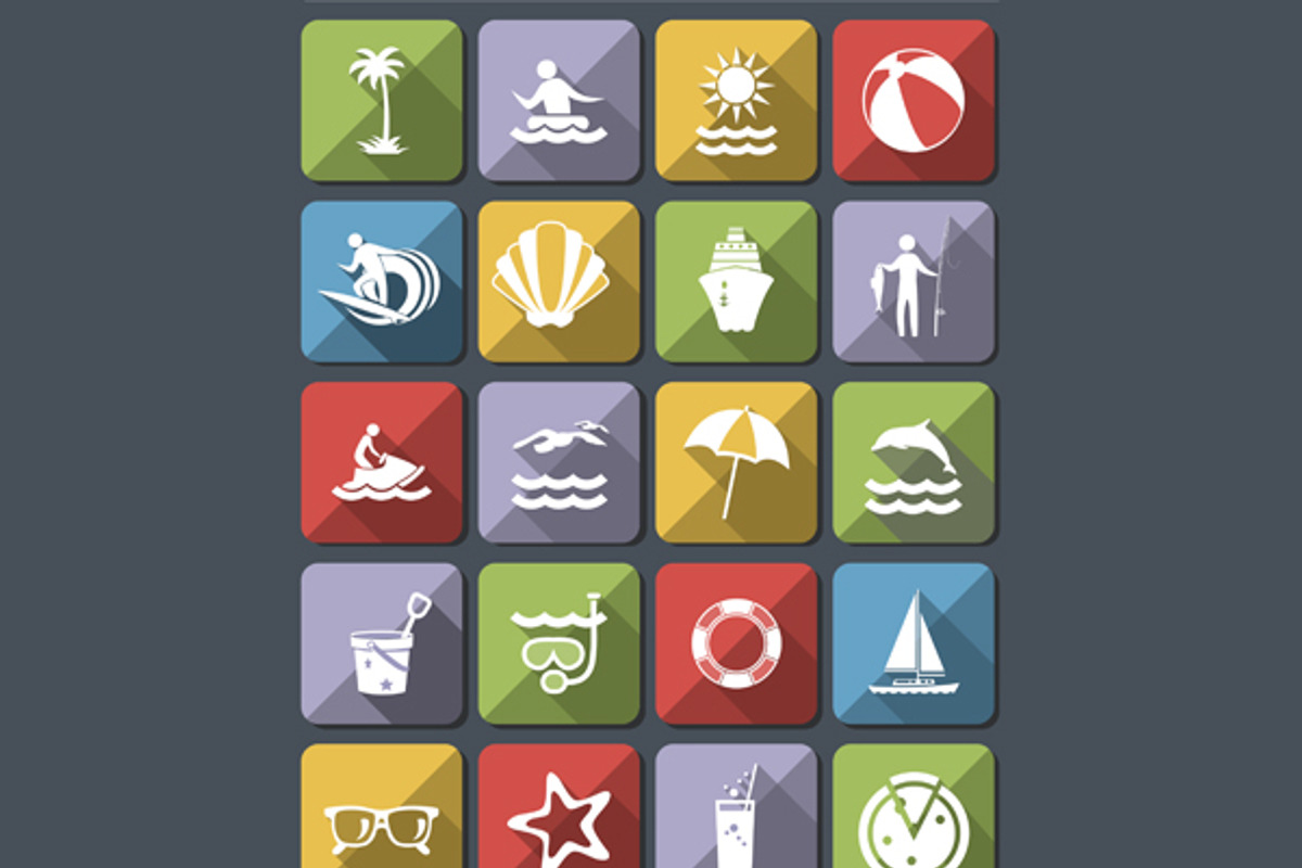 Flat Seaside Holiday Icon Set, an Icon by Inconcept Media Arsenal (Photo 3 of 3)